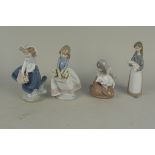 Four vintage boxed Lladro Daisa figurines, circa 1980's including 'Pretty Pickings' 16cm tall,