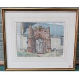 Frank William Baldwin (1899-1984) framed watercolour of Shadingfield Porch, Suffolk,