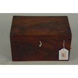 A Georgian mahogany double tea caddy with key (small loss to ivory escutcheon)