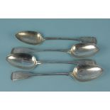 Two Victorian silver basting/stuffing spoons and two Georgian silver examples,