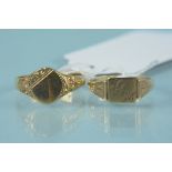 Two 9ct gold signet rings, one with engraved initials,