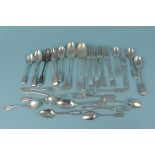 A quantity of Victorian silver forks and spoons, various dates, all London Assay,