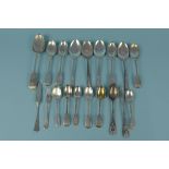 A quantity of silver cutlery including teaspoons etc, various dates/makers,