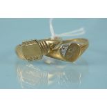 Two 9ct gold signet rings, one of heart form with engraved initial, weight approx 4.