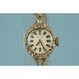 A lady's 9ct gold Avia wristwatch on 9ct gold strap,