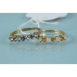 Two 9ct gold stone set rings, weight approx 3.