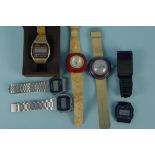 A selection of digital and vintage wristwatches including Sinclair and Casio