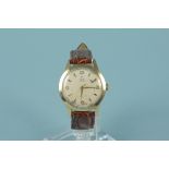 A c1950's Rolex Tudor Royal 9ct gold gents wristwatch on later strap (later crown)