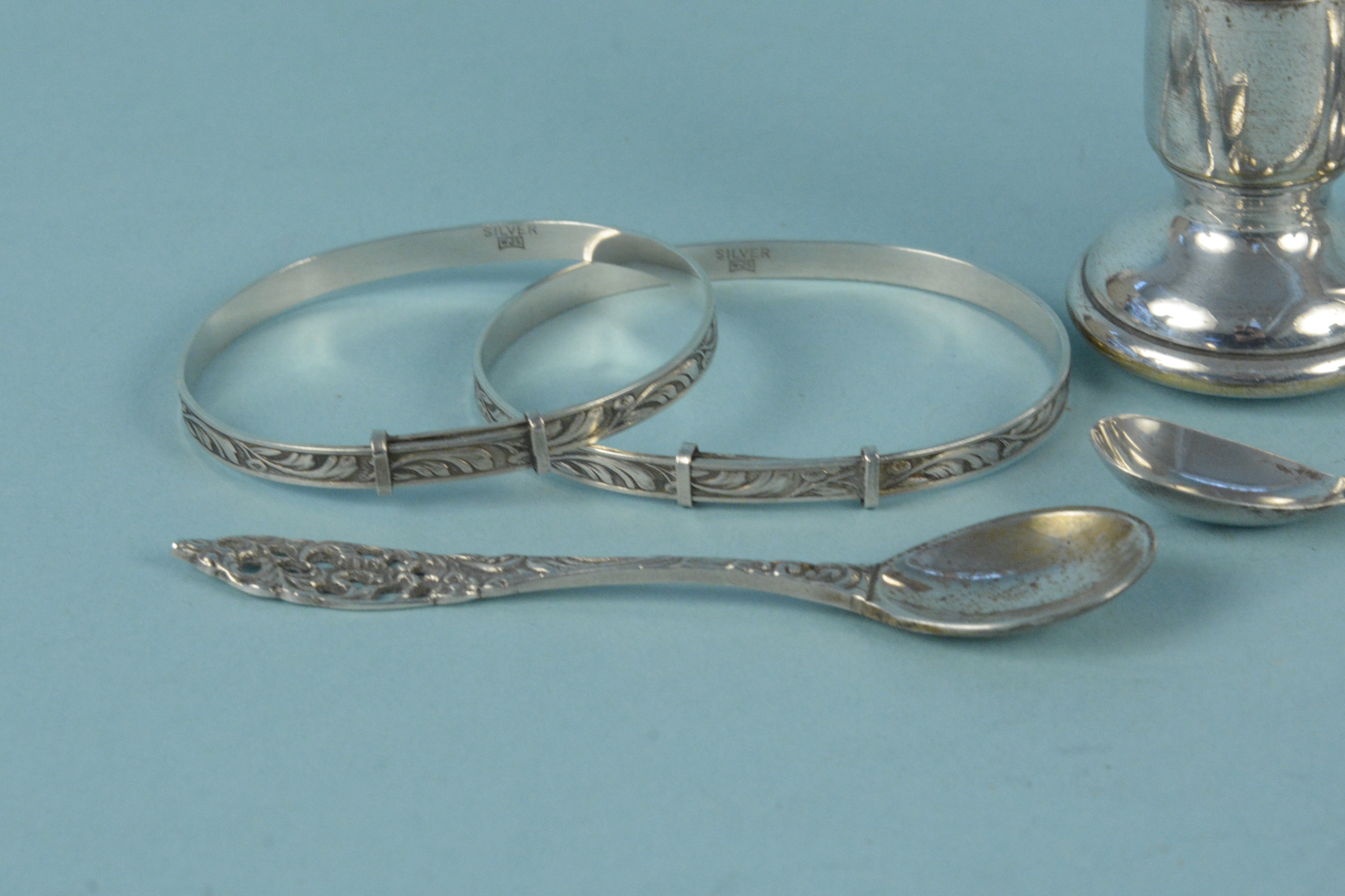 Two WMF bottle stoppers, two childs silver bangles, - Image 2 of 3