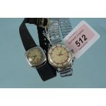 A gents Newark chrome cased wristwatch plus a c1930's mid size Wempe watch