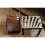 An Edwardian mahogany coal box and small country oak luggage rack