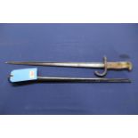 A French model 1874 bayonet with painted scabbard,
