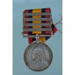 A Q.S.A. medal with four clasps, 1902, Transvaal, Paardeberg and Relief of Kimberley to 1750 Pte W.