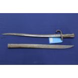 A French model 1866 sabre bayonet with brass hilt and scabbard