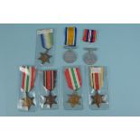 Seven WWII medals including Atlantic and Burma Stars