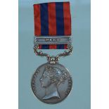 An India General Service medal with Pegu clasp to Alfd Baker 80th Regt