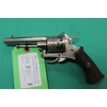 A fine six shot 7mm pin-fire revolver with good gutta percha grips and working single and double