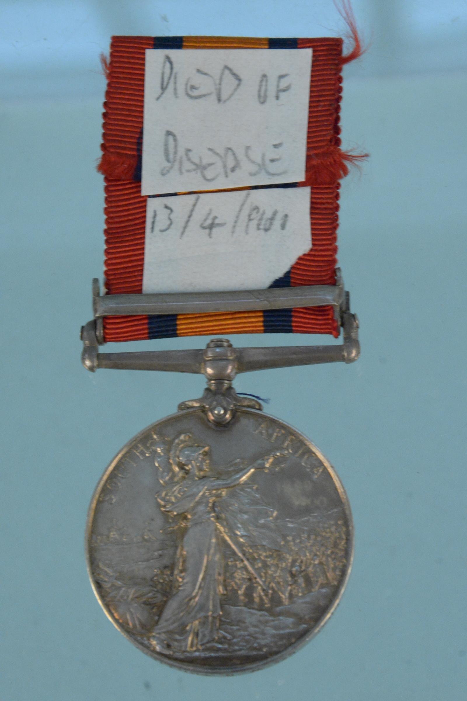A Q.S.A. medal with Defence of Ladysmith clasp to 8851 Cpl W.G.Phillips K.R.R.C. - Image 2 of 3