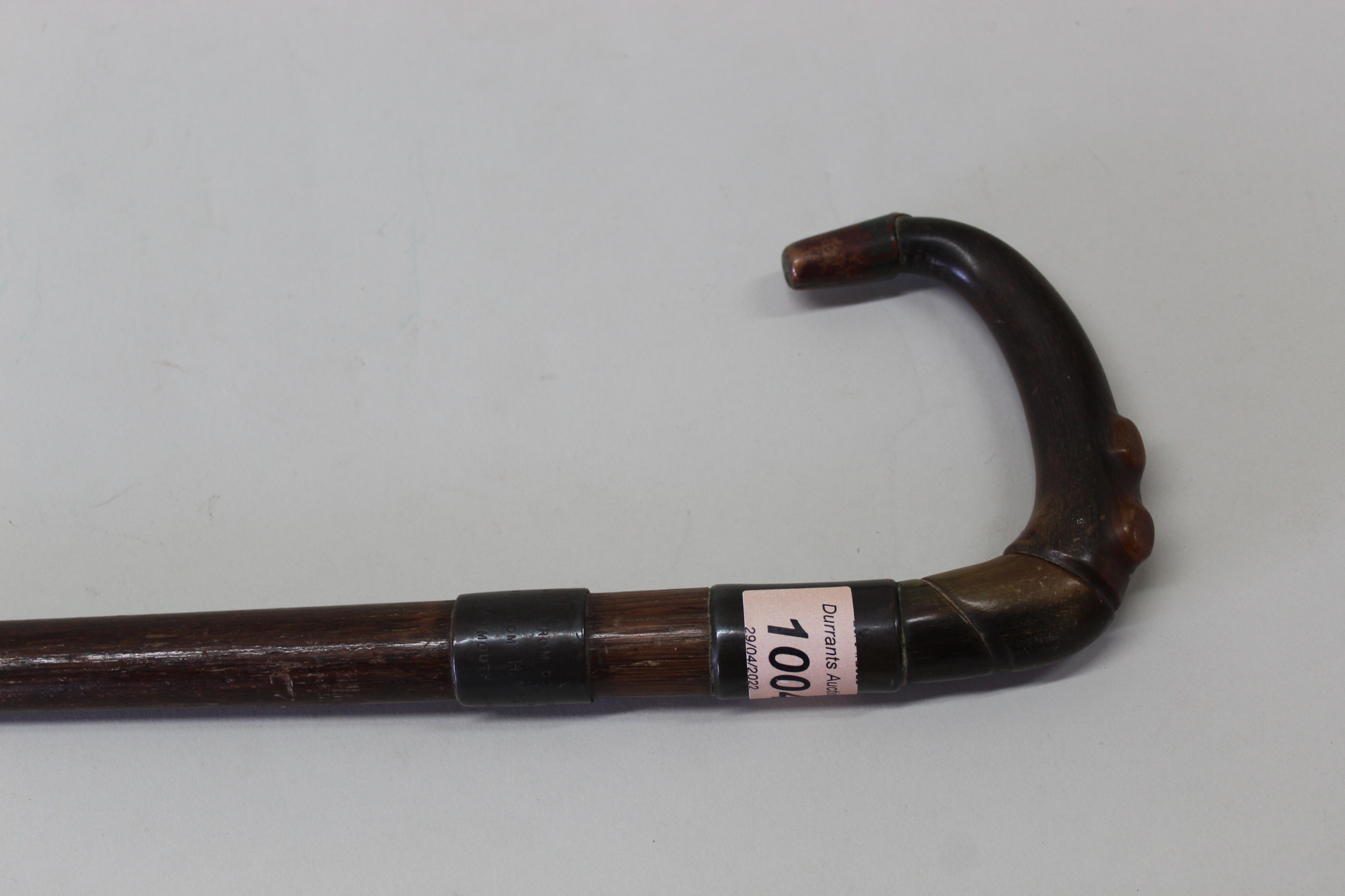 A walking stick with copper mounted 'horn' handle, - Image 2 of 3