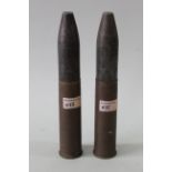 Two WWII era 2 pdr 'pom pom' Naval shells with WWII dated heads (inert)
