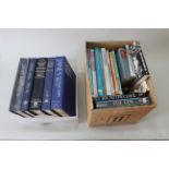 A box of military related books with five "Janes's" reference books (ships etc)