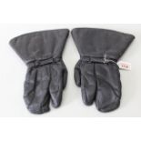 A pair of black leather vintage (1920's/30's) mittens by Waddington (possible military use)