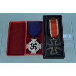 A German (PATTERN) 2nd Class Iron Cross with (PATTERN) 25 years Faithful Service medal (boxed)