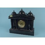 A substantial black marble mantel clock,