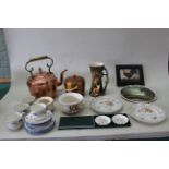 A vintage copper kettle plus part Royal Doulton 'Windermere' tea wares and assorted china
