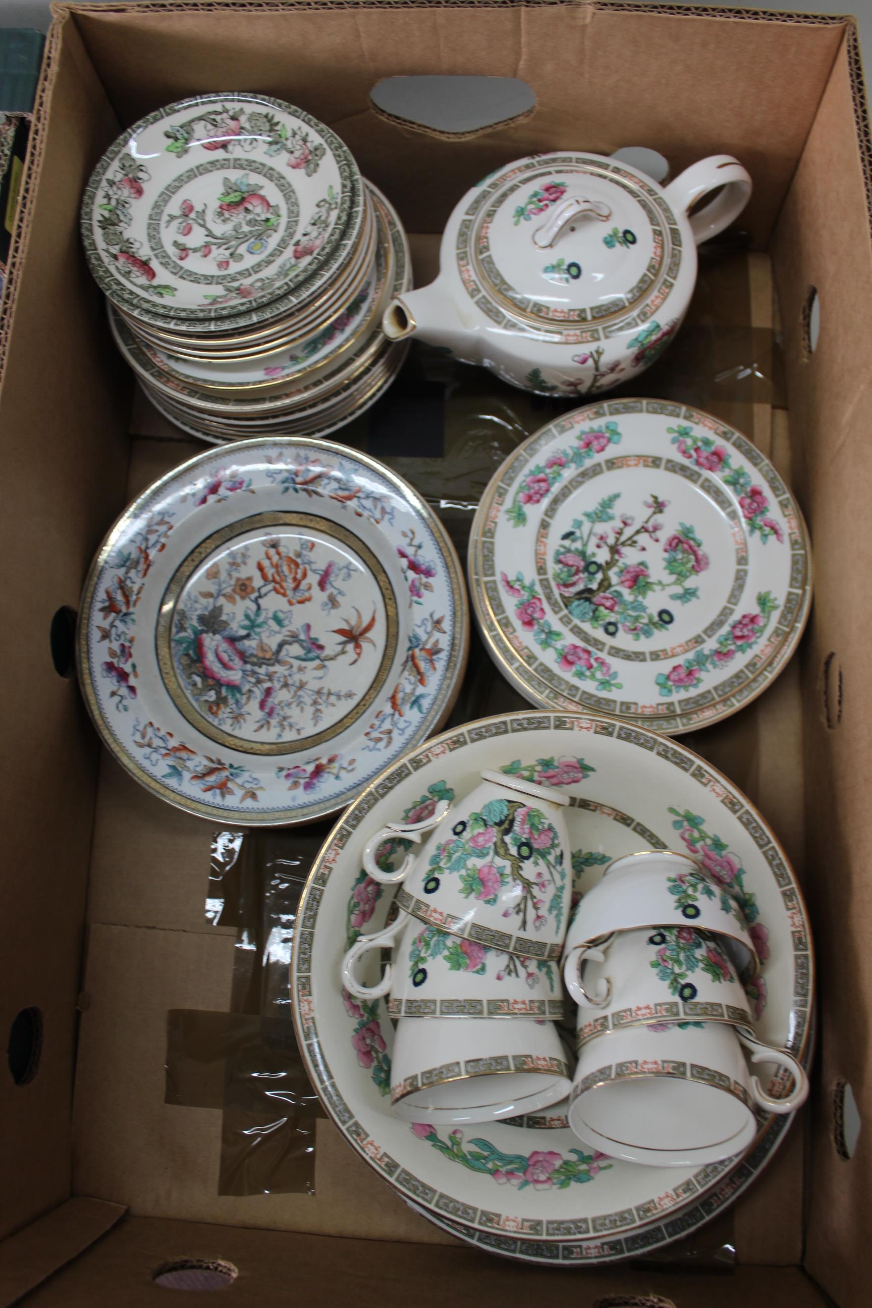 A part Indian Tree pattern dinner/tea service plus Staffordshire soup bowls, dinner plates, - Image 2 of 3