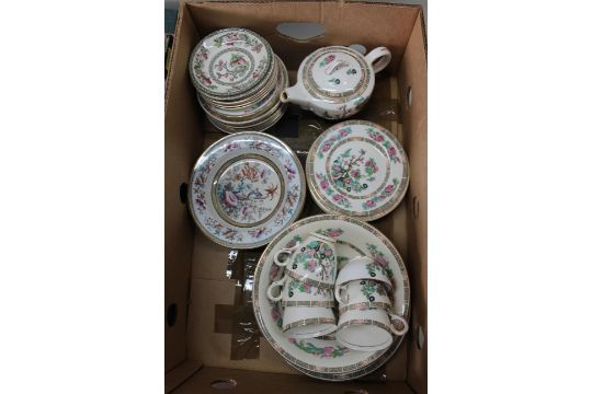 A part Indian Tree pattern dinner/tea service plus Staffordshire soup bowls, dinner plates, - Image 2 of 3