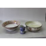 A Copeland Spode large wash bowl (hairline crack) plus a Doulton Albany pattern example and a