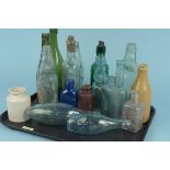 A collection of lemonade and beer bottles etc including four codd bottles (approx seventeen)