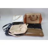 A selection of vintage lady's bags, mostly leather hand, clutch and shoulder bags,