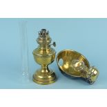 A small brass oil lamp plus a small brass oil lamp with reflector