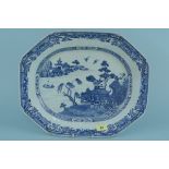 An early 19th Century Chinese export blue and white octagonal dish