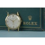 A c1960's gents 9ct gold Rolex Precision wristwatch, loose crystal,