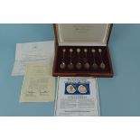 A cased set of six commemorative spoons, titled The Sovereign Queens Spoon Collection,