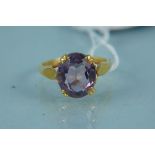 A 9ct gold single amethyst set ring, size M,