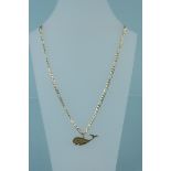 A 9ct gold whale form pendant on 9ct gold flat link chain, weight approx 12.