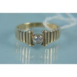 A 9ct gold single diamond set ring, size N 1/2, weight approx 2.