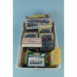 A selection of boxed IXO Models motorbikes, an Airfix model RAD recovery set,