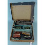 A boxed Hornby No. 601 goods set, clockwork engine, tenders and track (playworn condition and box