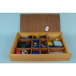 A wooden box set of vintage Meccano,