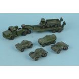 A selection of Dinky Military vehicles including a Tank Transporter