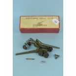 Boxed vintage Britains 155mm gun, approx 29cm long (missing a few shells, box in playworn condition,