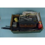 A large box of train accessories,