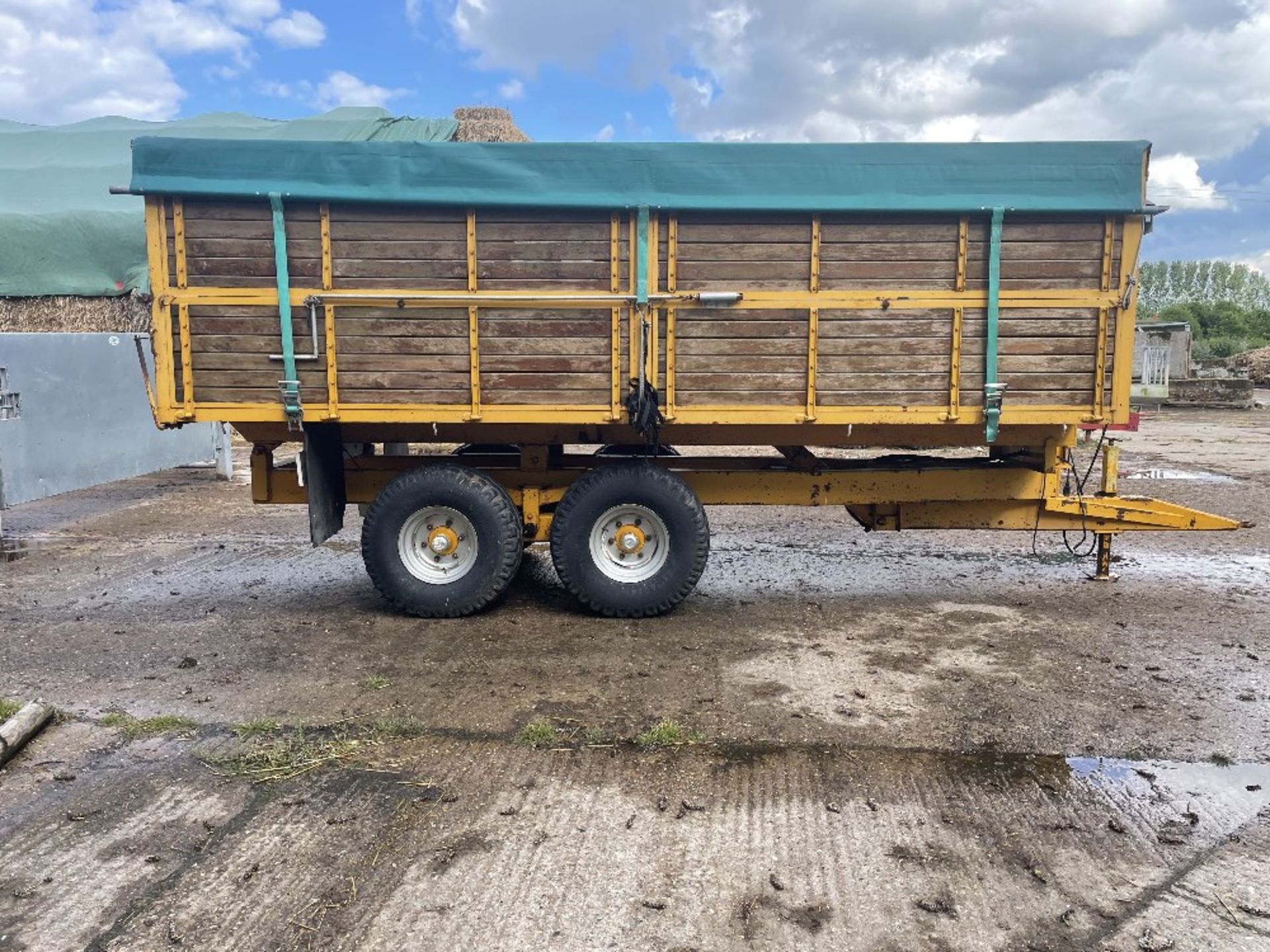 Yellow F&T 10t grain trailer with rollover sheet - Image 5 of 10