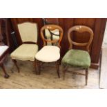 Two Victorian mahogany dining chairs and another Edwardian chair