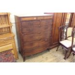 An early 19th Century mahogany inlaid bow front chest of six drawers